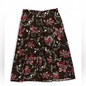 Croft & Barrow Paisley Floral Brown and Red Women's Skirt size 12